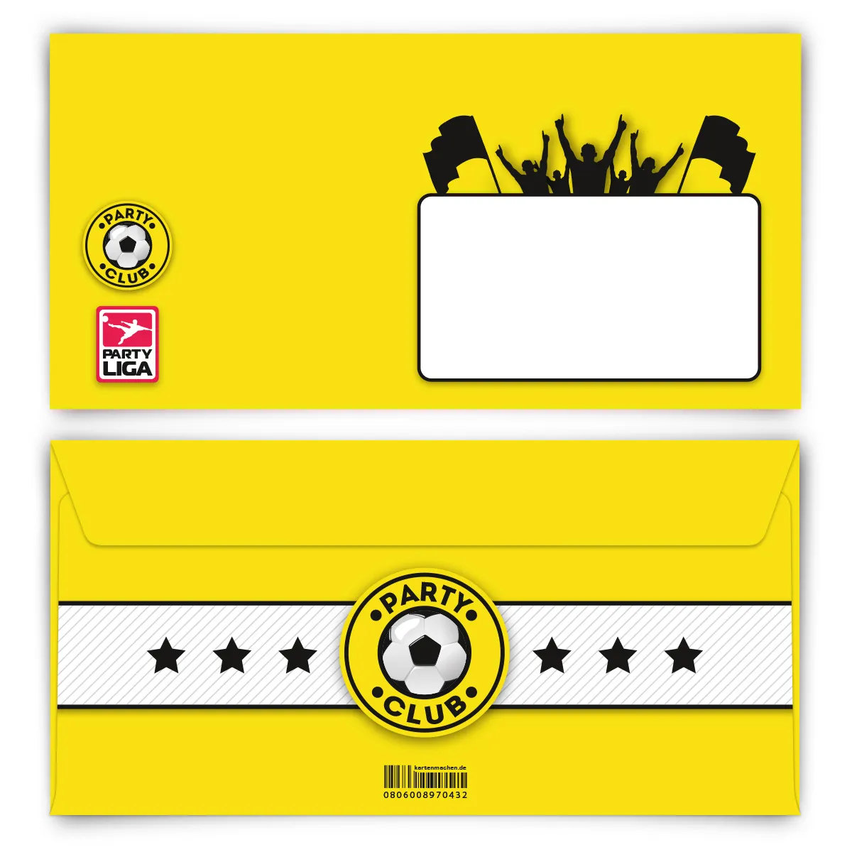 Briefumschläge - Fußball in Gelb - DIN Lang