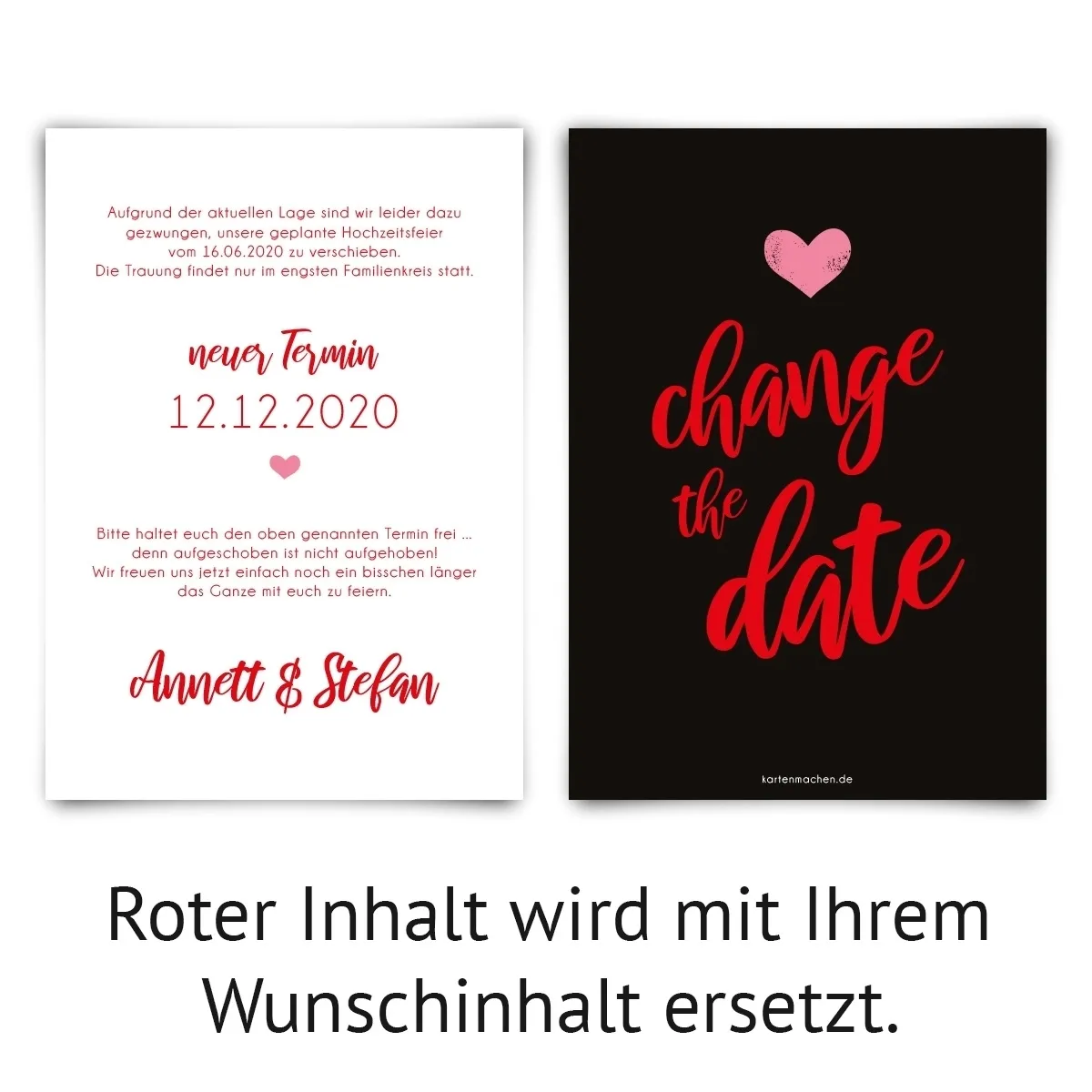 Change the Date Karten - Neuer Termin