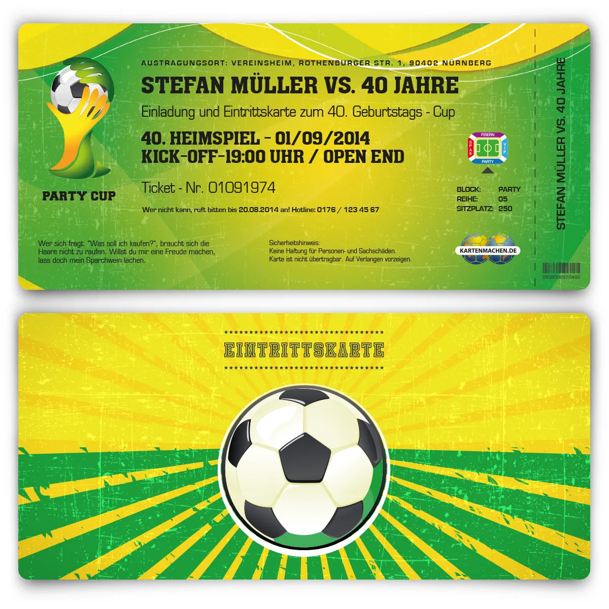 Einladung als Fussballticket - Brazil