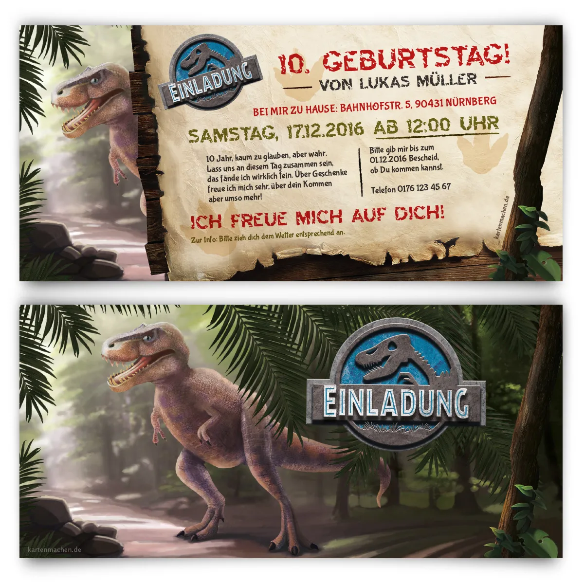 Einladung zum Kindergeburtstag - Dinosaurier Park
