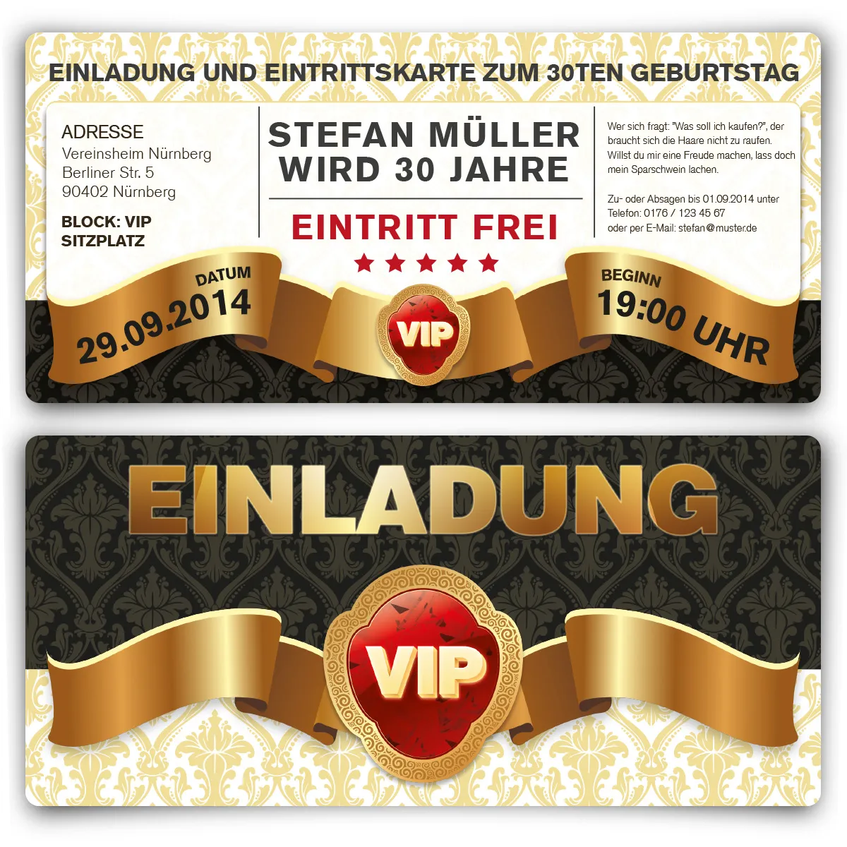 Einladung als Eintrittskarte - VIP