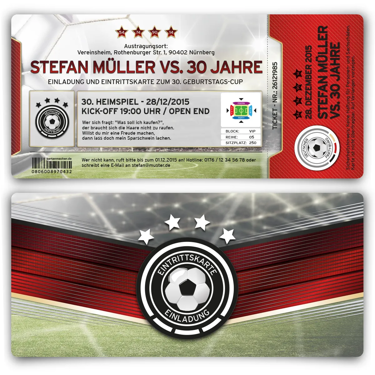 Einladungskarten als Fussballticket - Deutschland