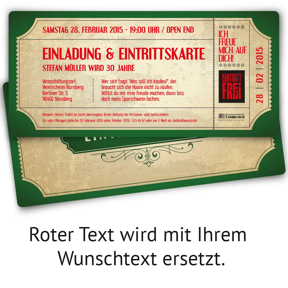 Einladungskarten - Vintage in Grün