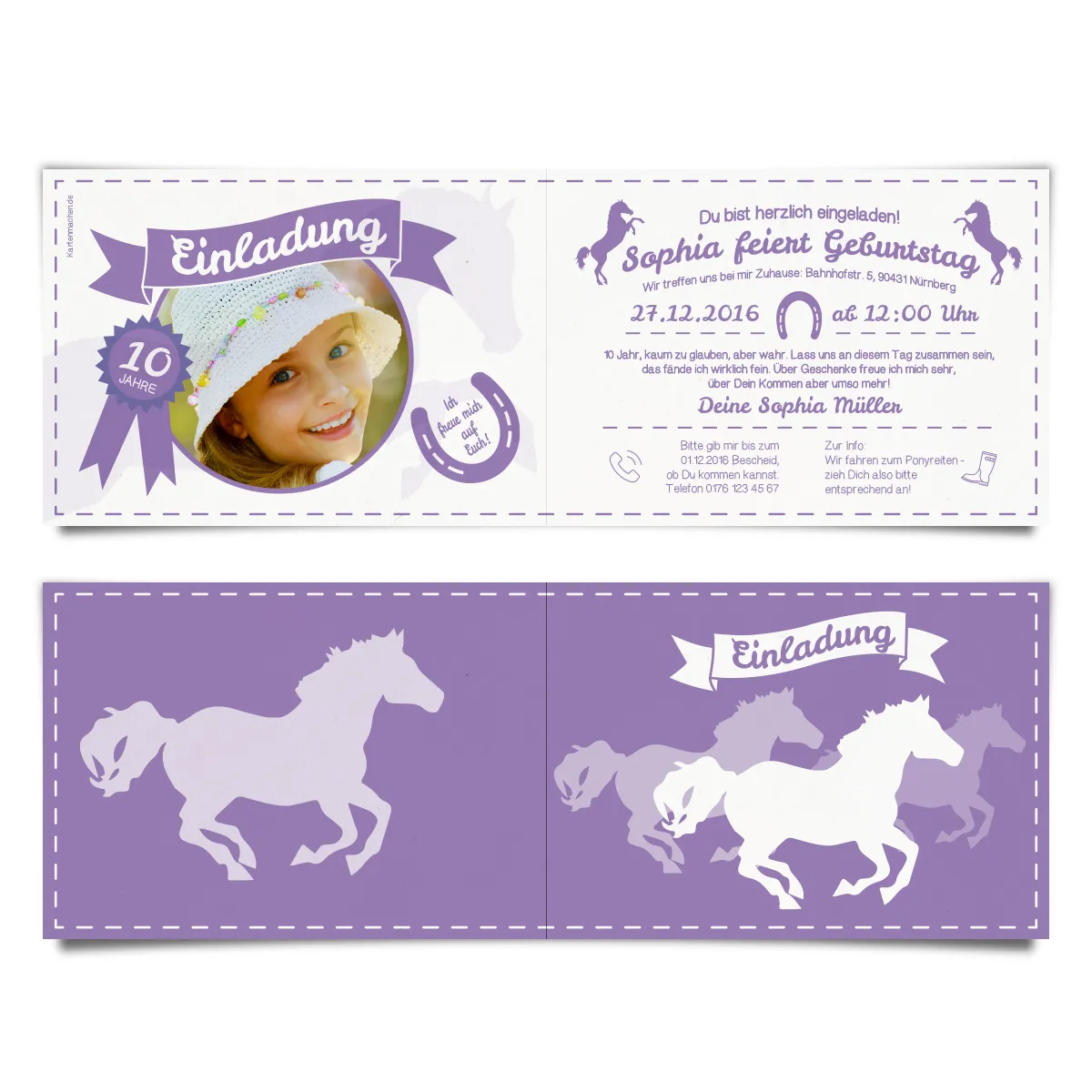 Einladungskarten Kindergeburtstag - Pferde
