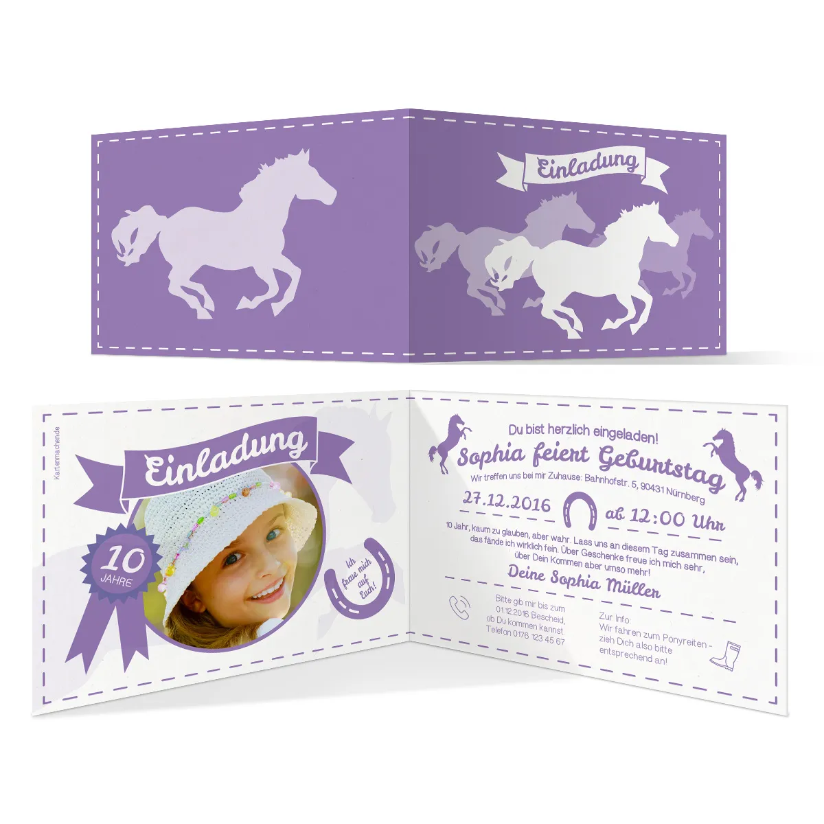 Einladungskarten Kindergeburtstag - Pferde