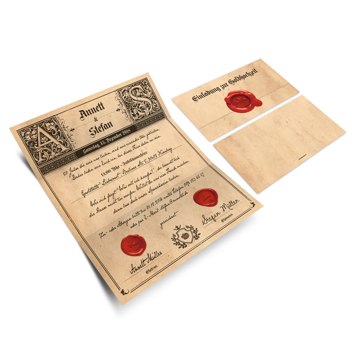 Einladungskarten zur goldenen Hochzeit - Siegelbrief