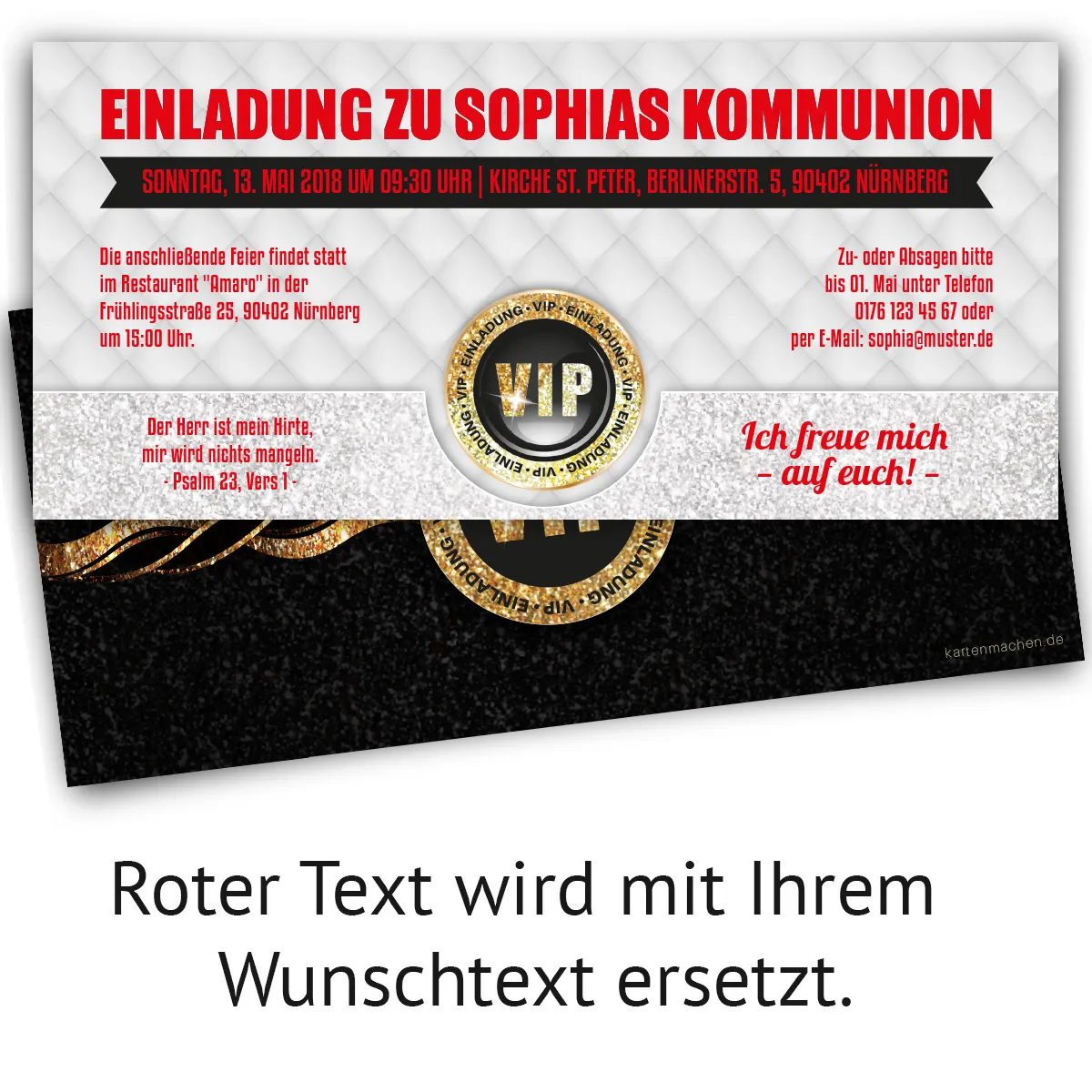 Einladungskarten zur Kommunion - VIP Gold