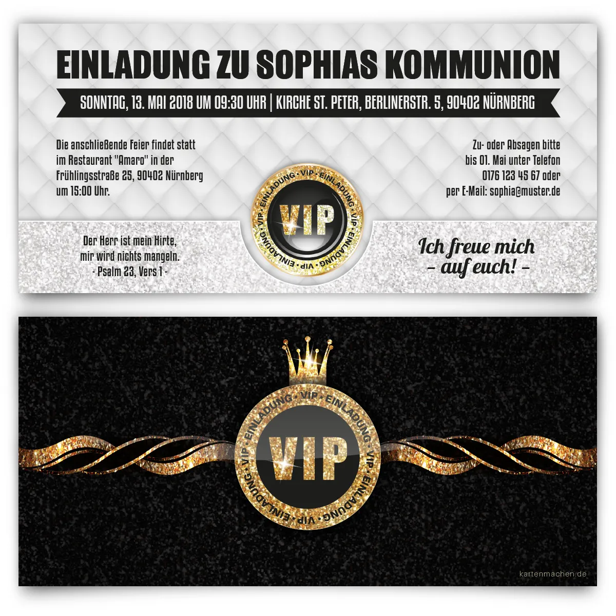 Einladungskarten zur Kommunion - VIP Gold