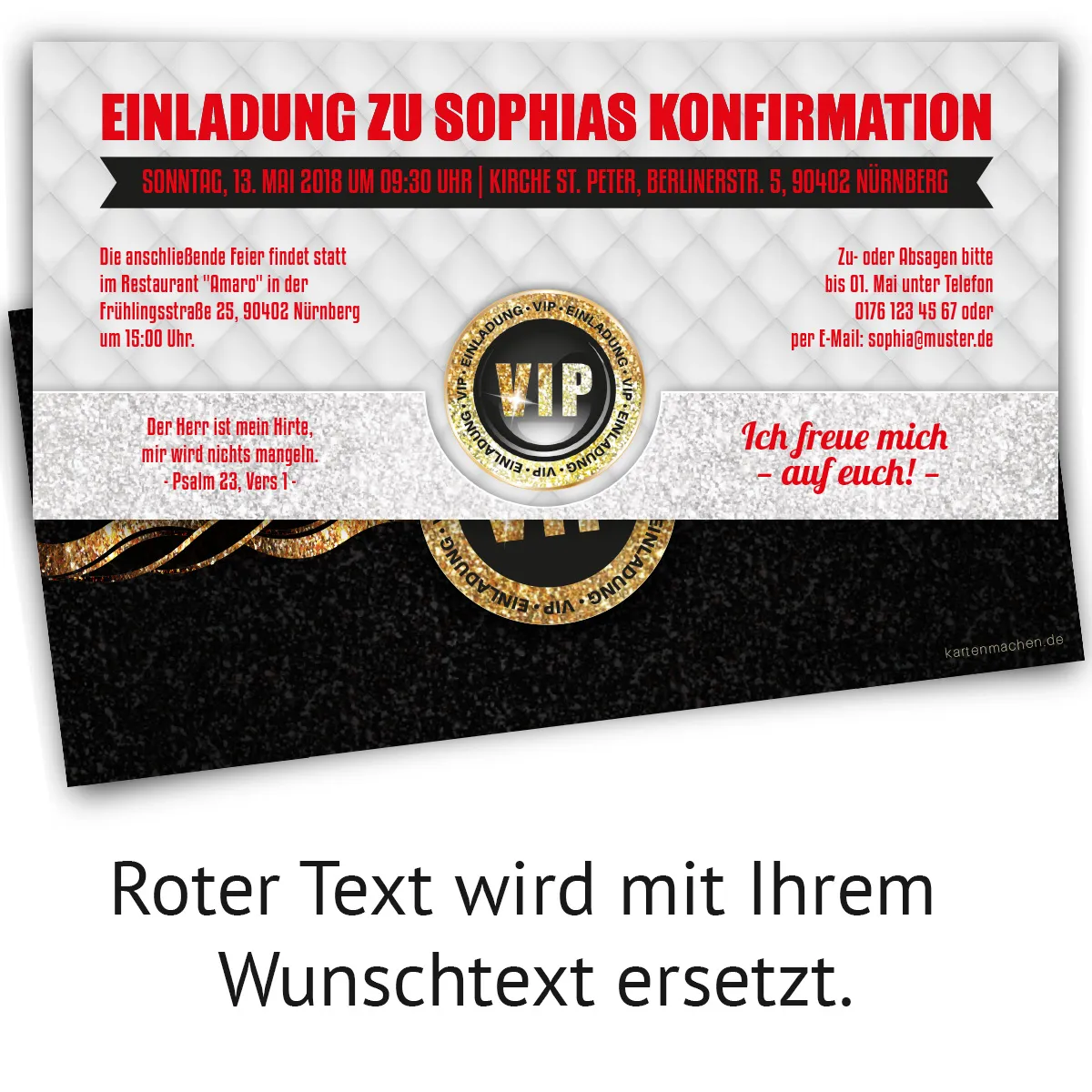 Einladungskarten zur Konfirmation - VIP Gold