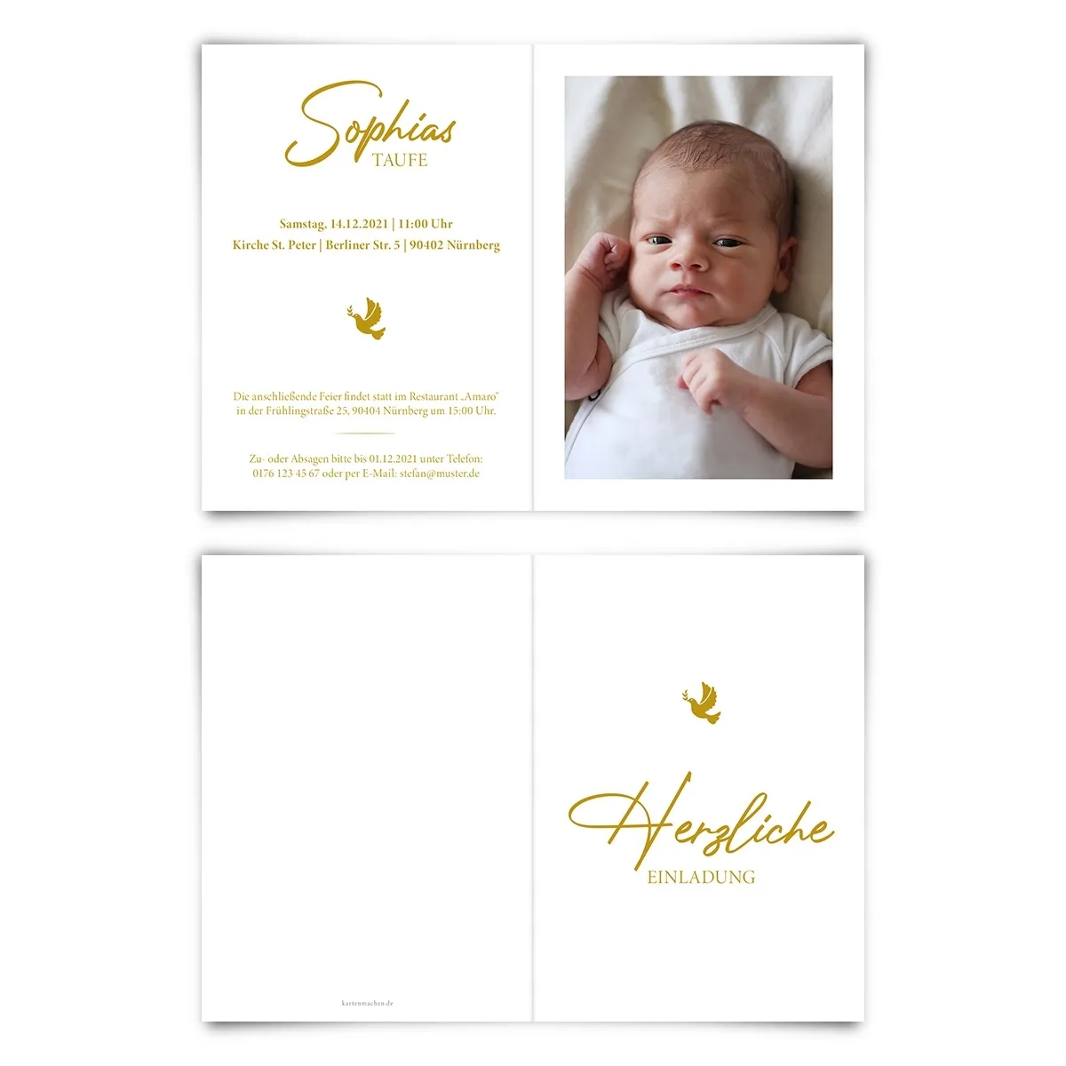 Einladungskarten zur Taufe - Herzliche Friedenstaube