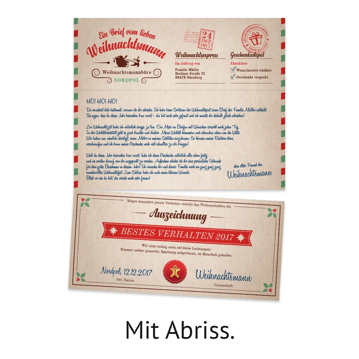Familien Weihnachtskarten - Brief vom Weihnachtsmann