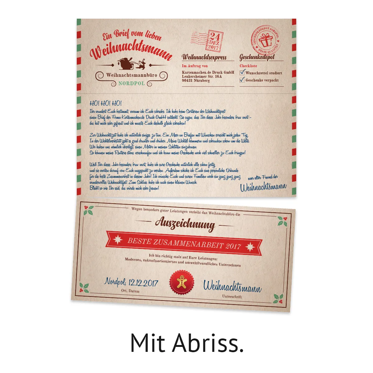 Firmen Weihnachtskarten - Brief vom Weihnachtsmann