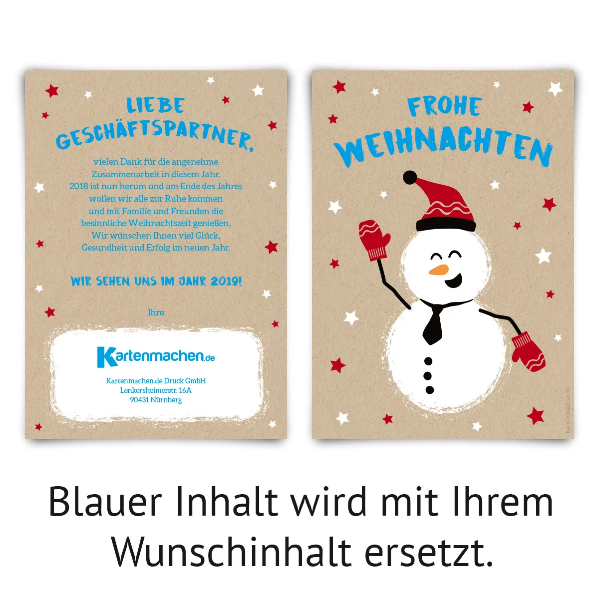Firmen Weihnachtskarten - Fröhlicher Schneemann