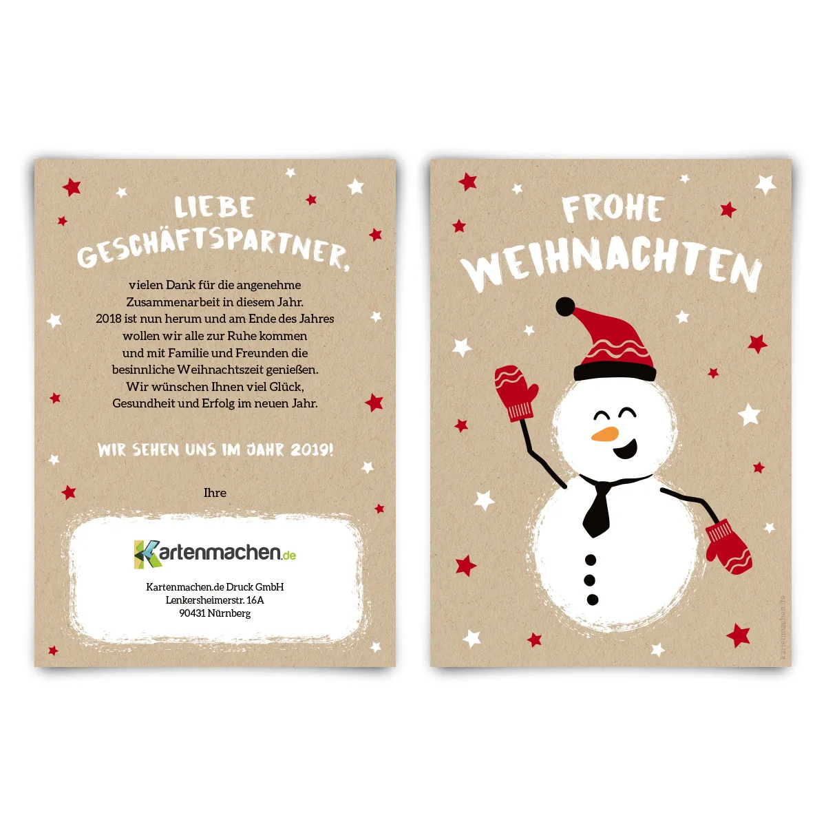 Firmen Weihnachtskarten - Fröhlicher Schneemann