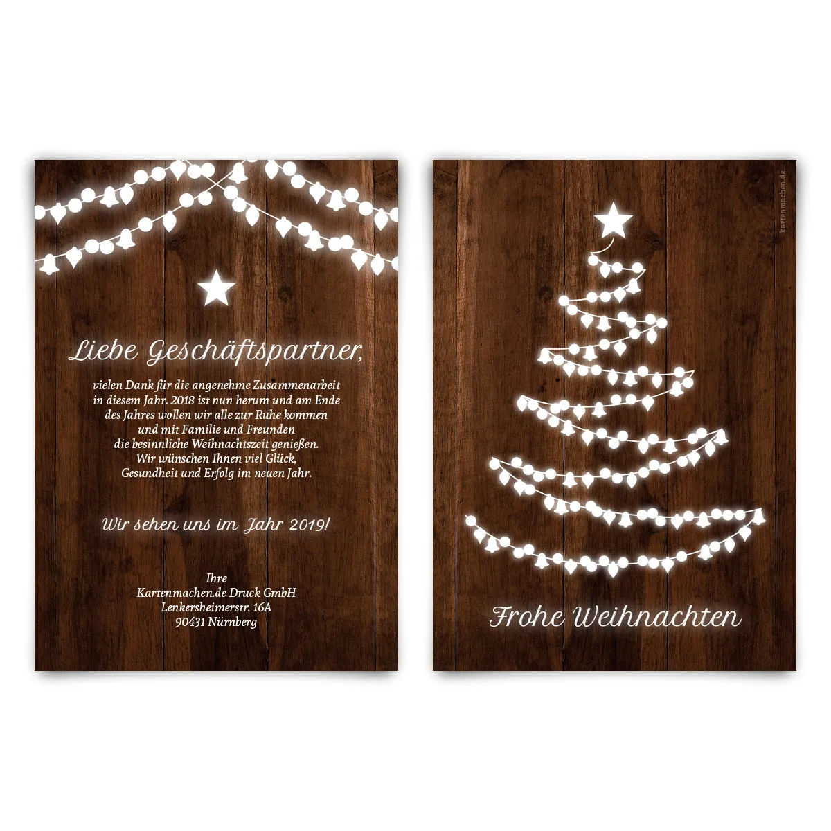 Firmen Weihnachtskarten - Holz Lichterkette