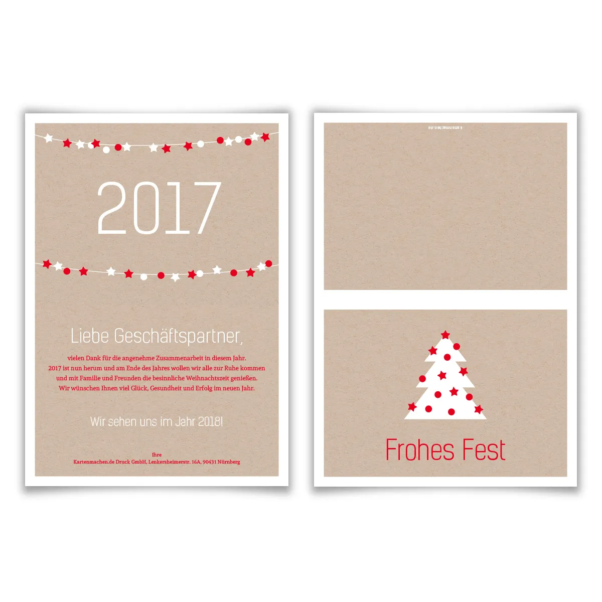 Firmen Weihnachtskarten - Kraftpapier Lichterkette