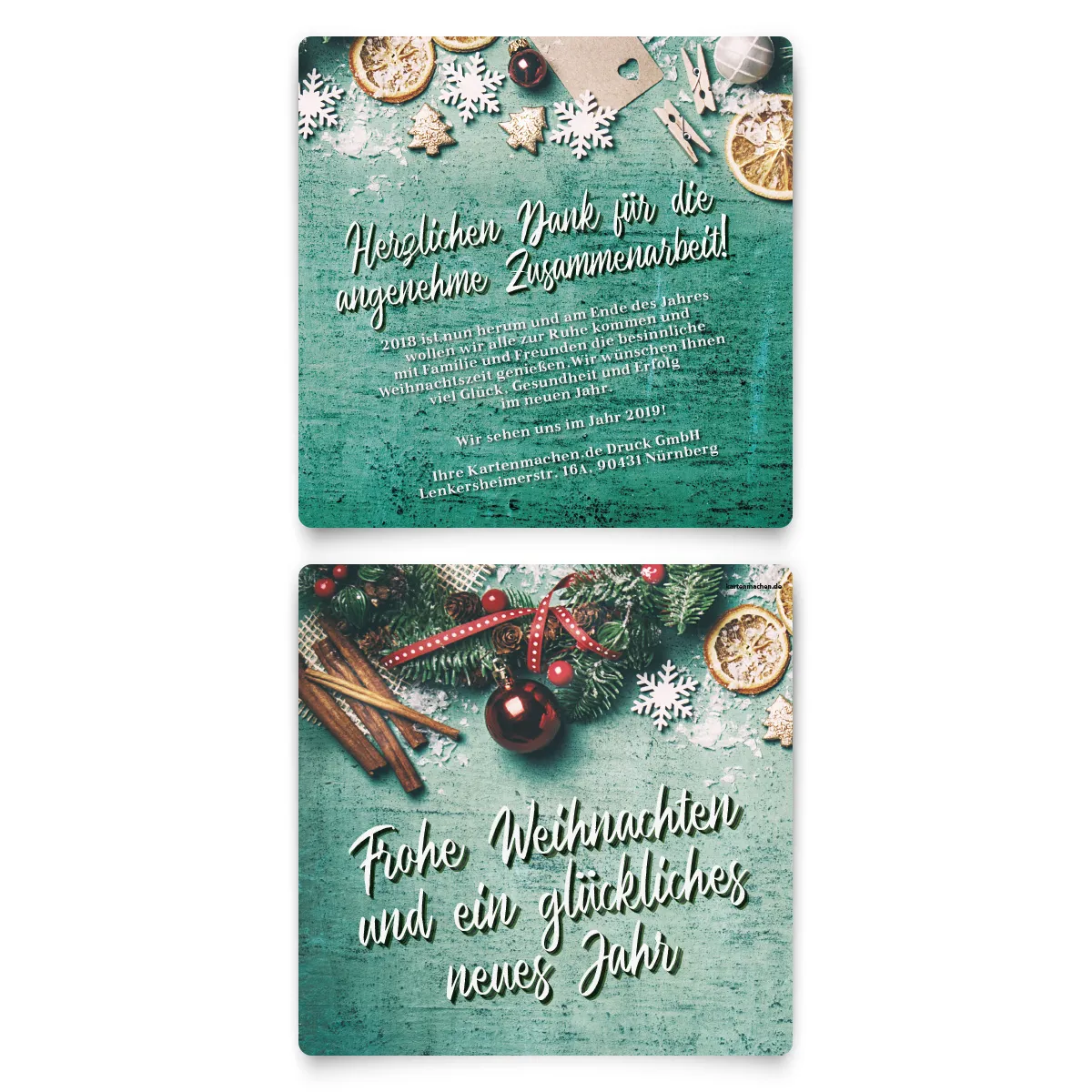 Firmen Weihnachtskarten - Mintgrüne Grüße
