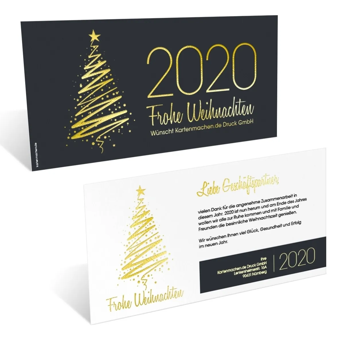 Firmen Weihnachtskarten mit Gold Heißfolienprägung - Elegante Weihnacht