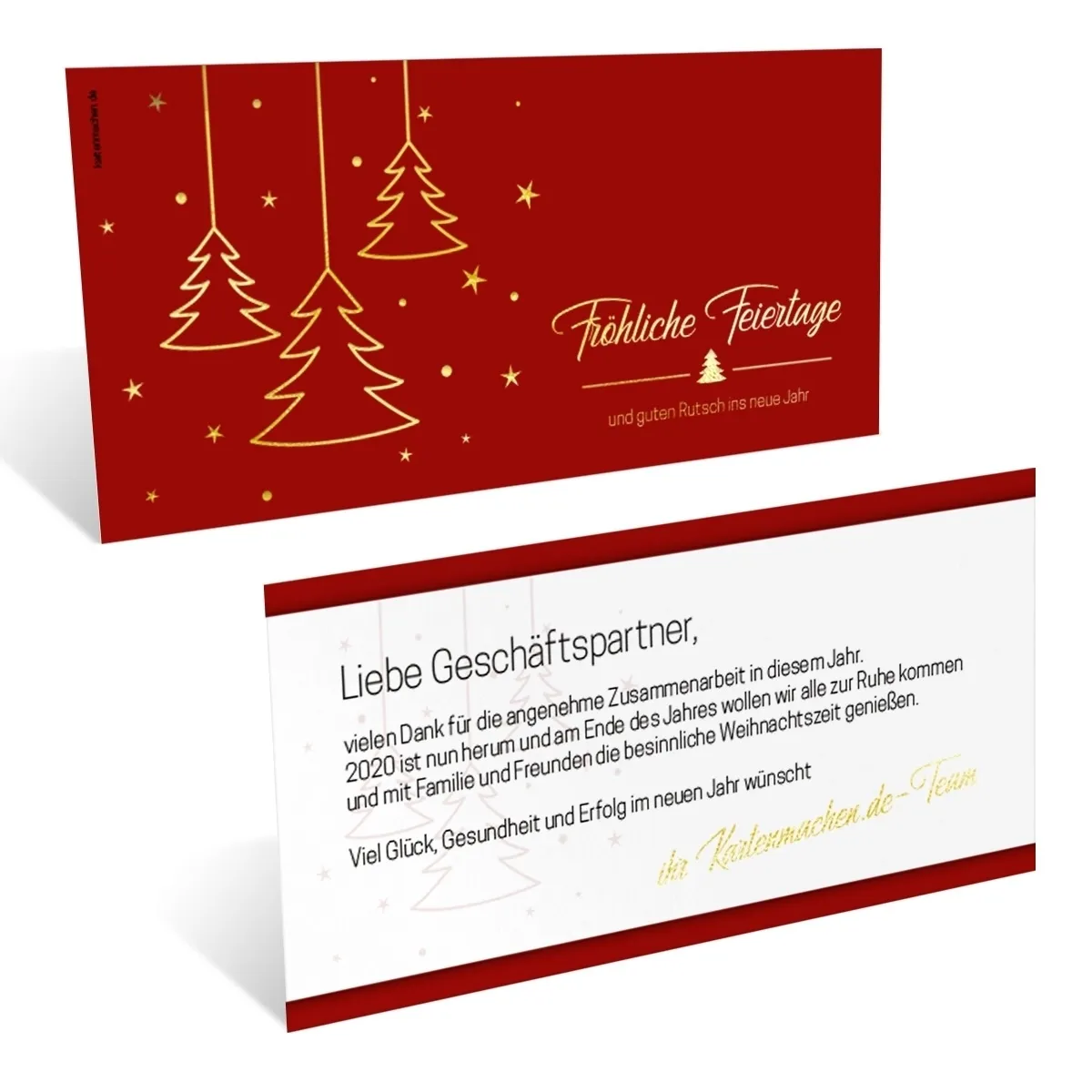 Firmen Weihnachtskarten mit Gold Heißfolienprägung - Tannenglück