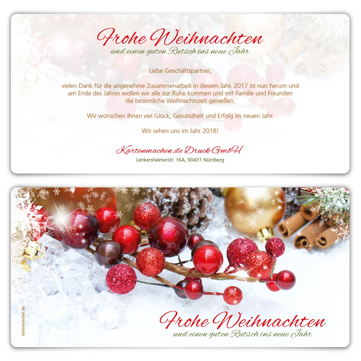 Firmen Weihnachtskarten - Preiselbeeren Ornament