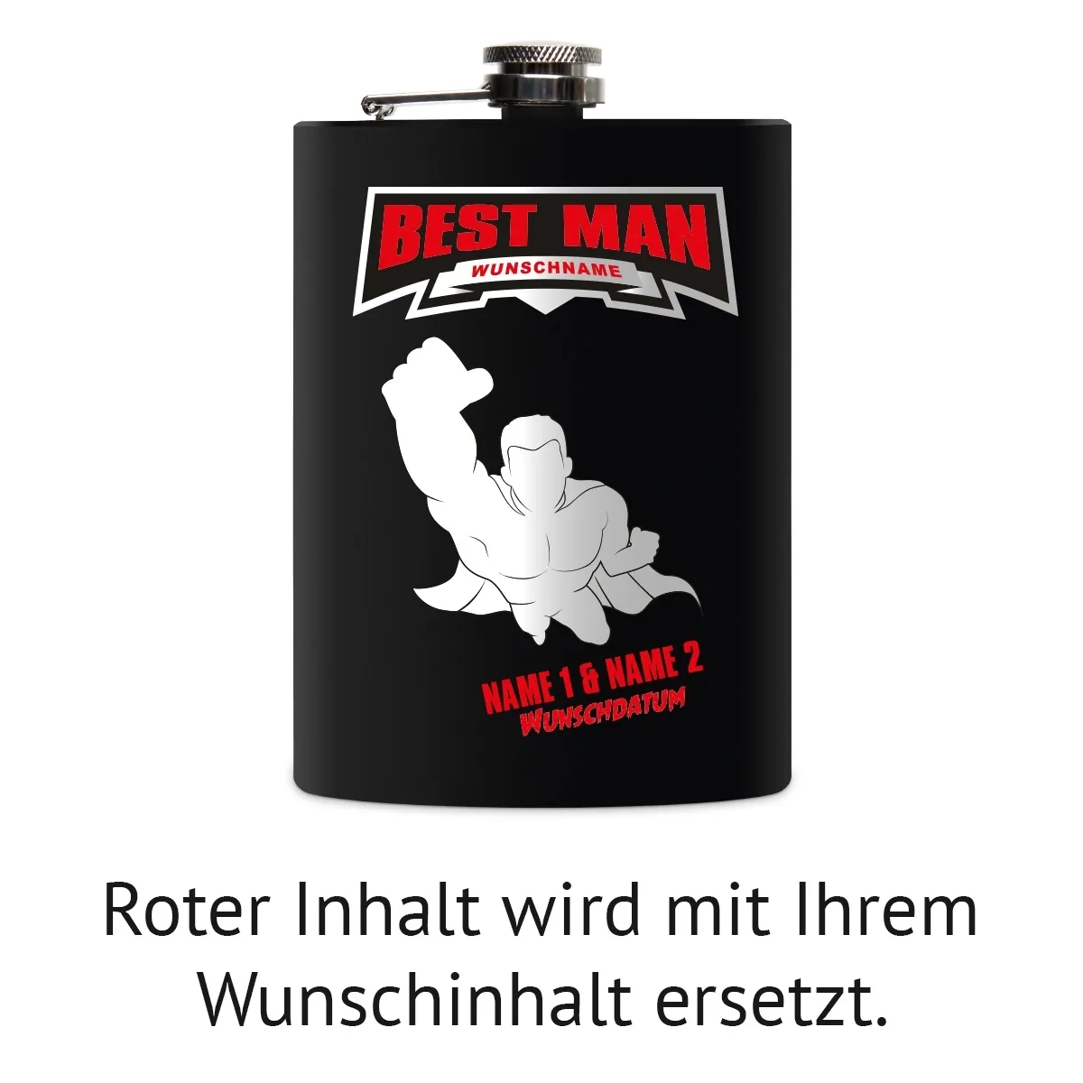 Flachmann 237 ml Schwarz Matt - Best Man