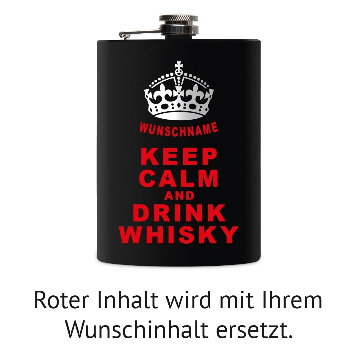 Flachmann 237 ml Schwarz Matt - Keep Calm