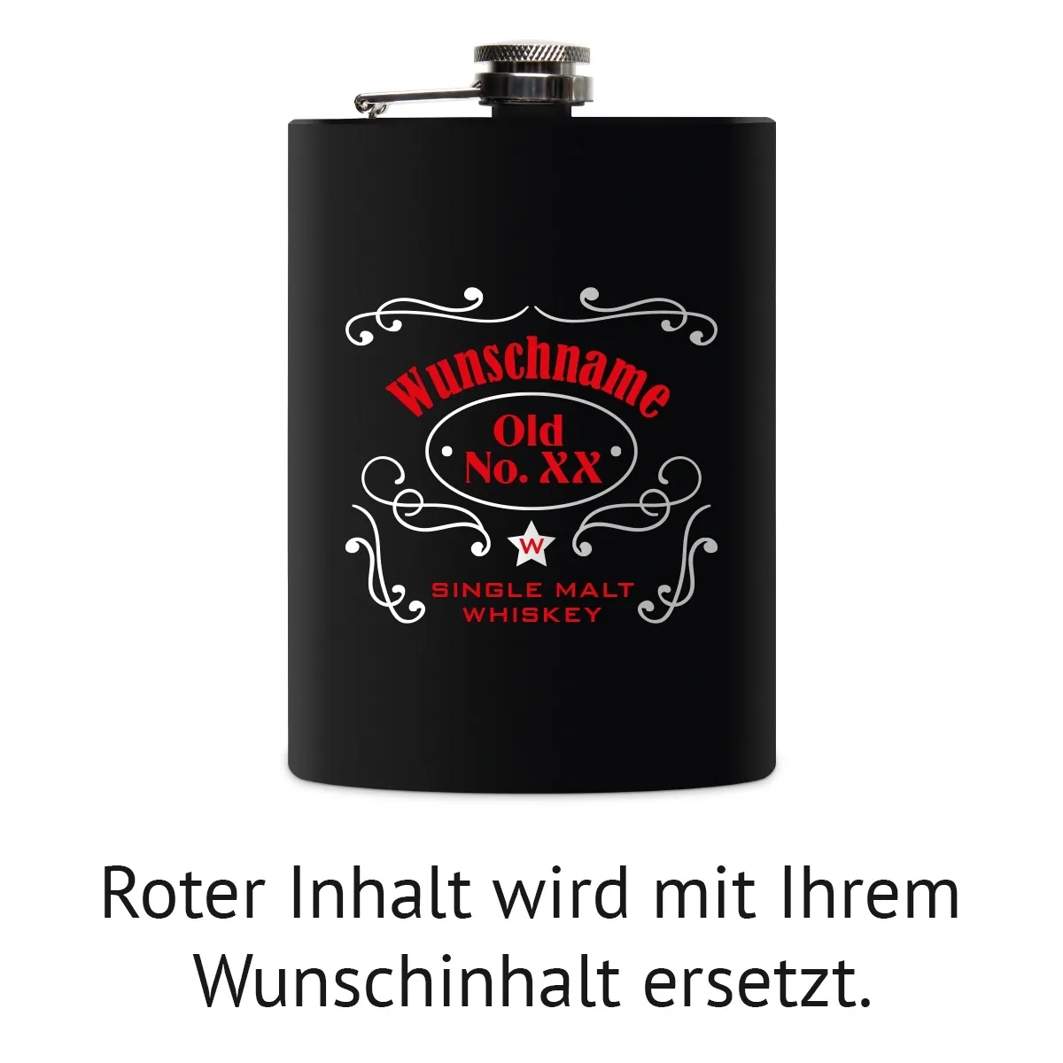 Flachmann 237 ml Schwarz Matt - Markenwhisky