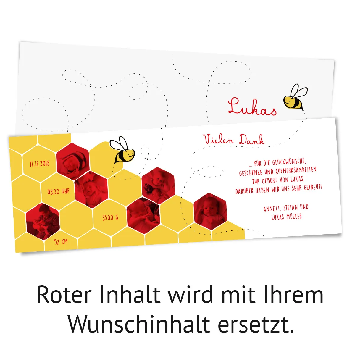 Geburt Dankeskarten - Biene