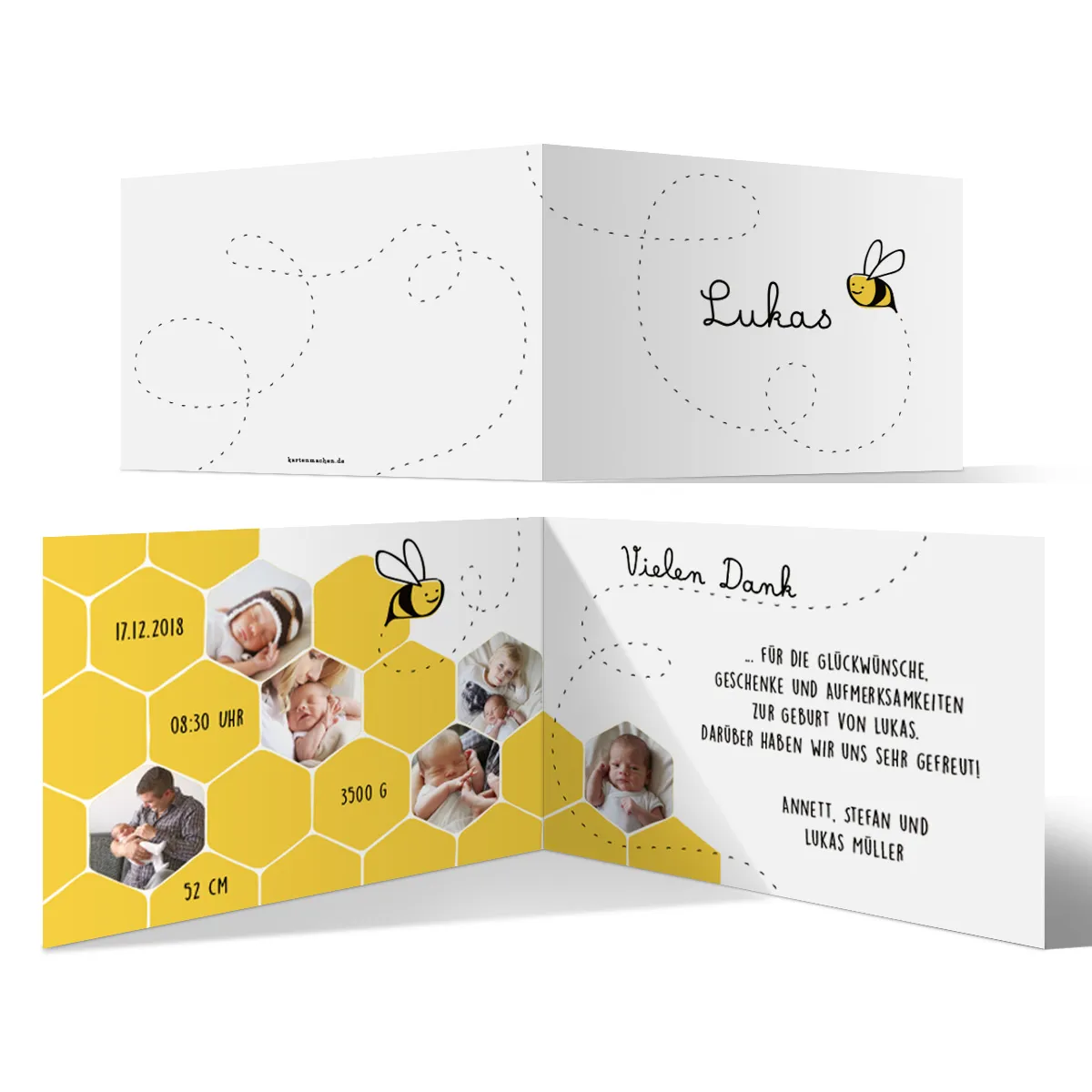 Geburt Dankeskarten - Biene