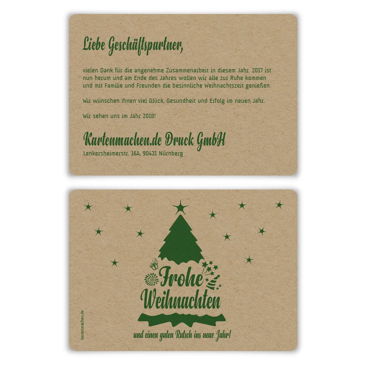 Geschäftliche Weihnachtskarten - Kraftpapier Weihnachtsbaum in Grün
