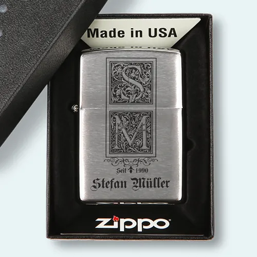 Individuelle Geschenke für Männer, z.b. Original Zippo mit eigner Gravur in Geschenkbox