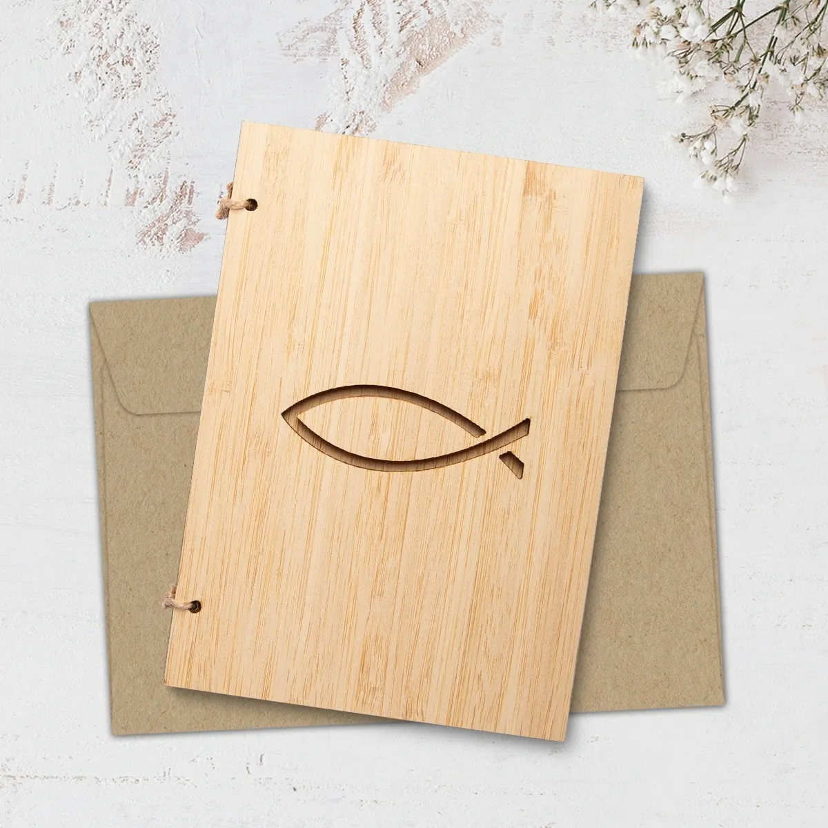 Geschenkkarte / Glückwunschkarte Bambus A6 - Jesus Fisch