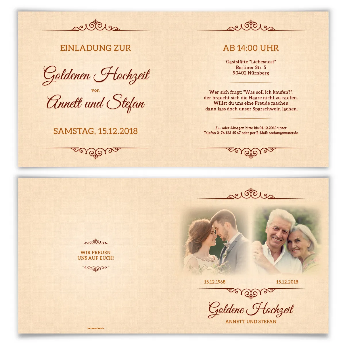 Goldene Hochzeit Einladungskarten - Zeitsprung