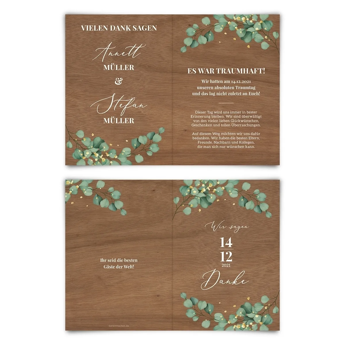 Hochzeit Dankeskarten - Eukalyptus
