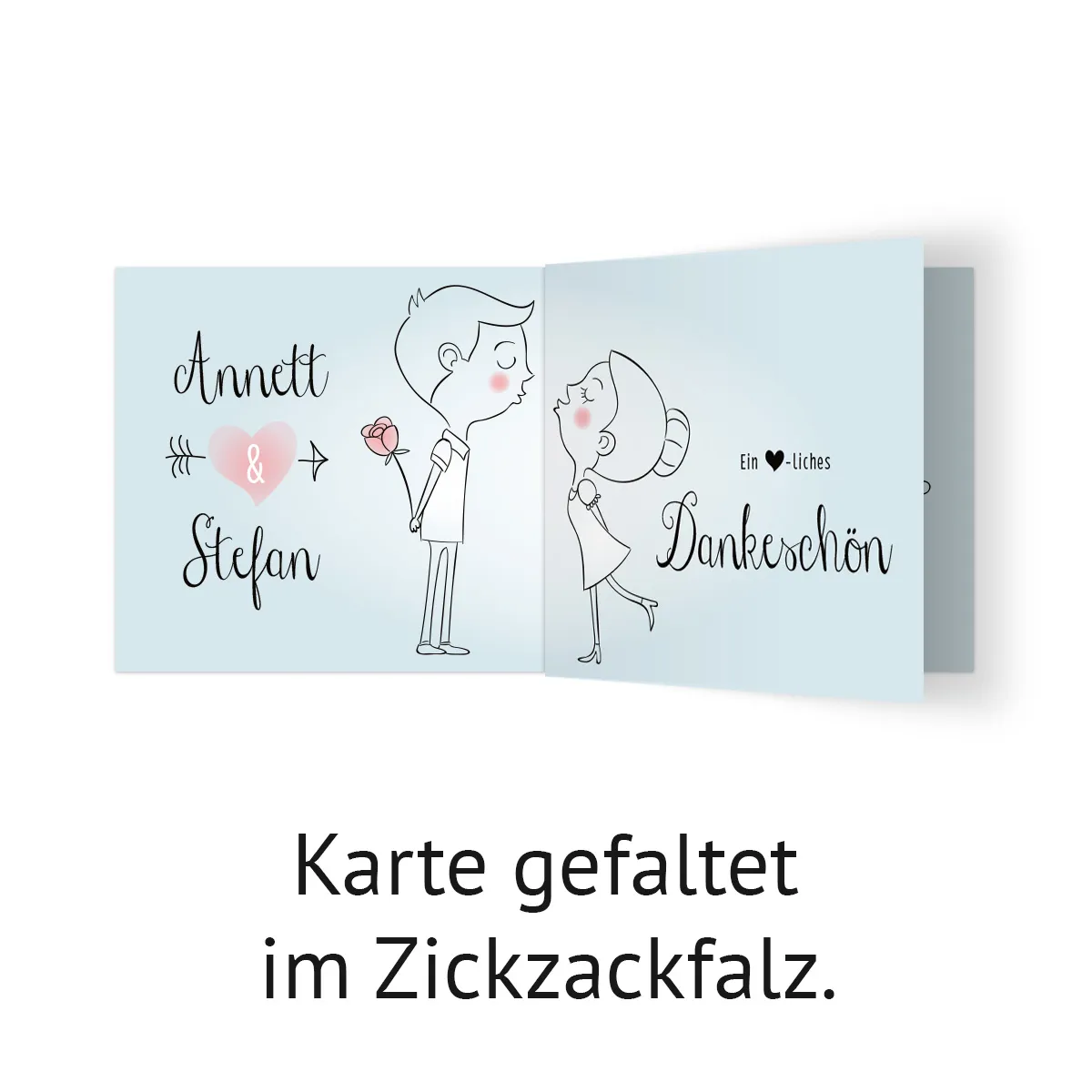 Hochzeit Dankeskarten Zickzackfalz - Küssendes Paar