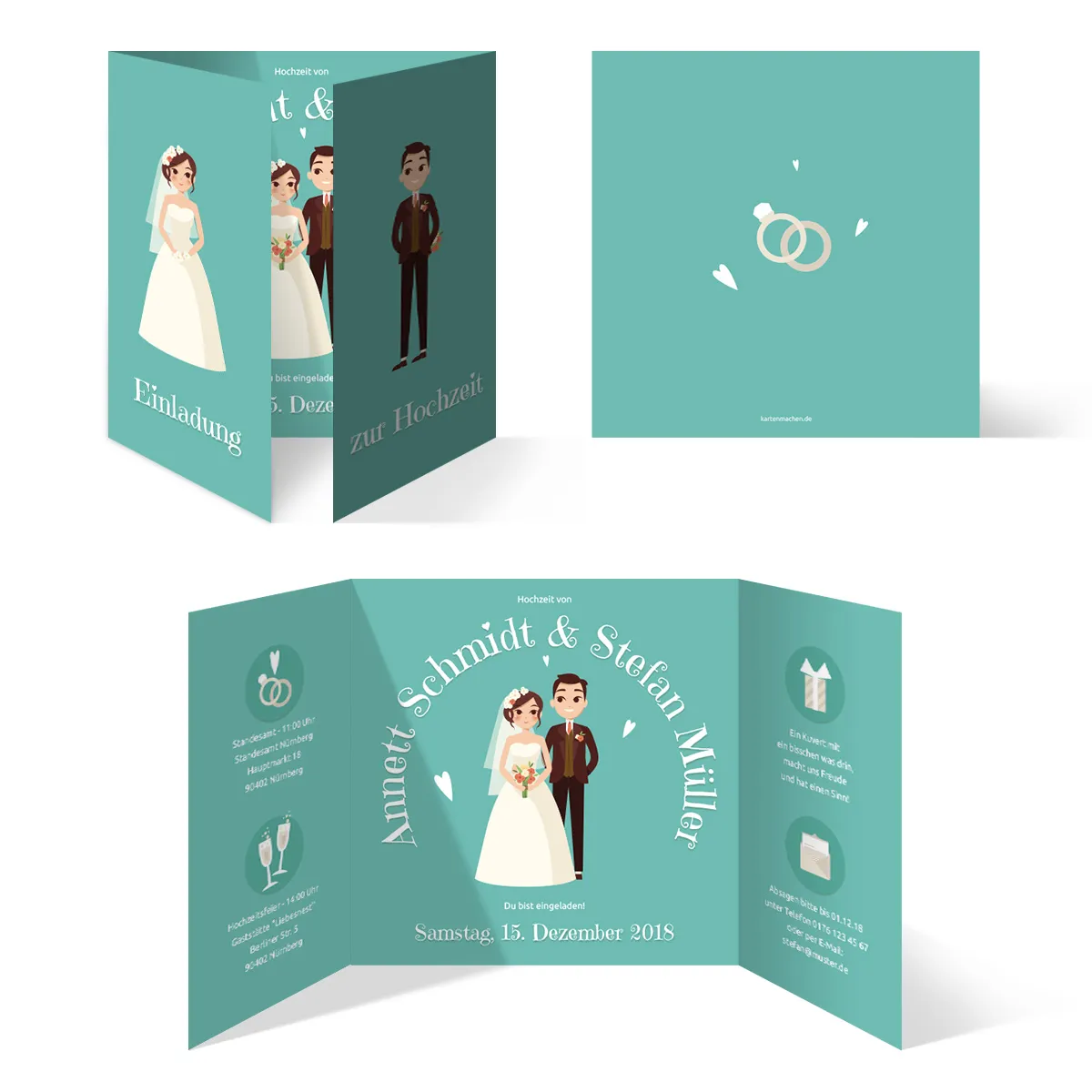Hochzeit Einladungskarten - Altar Brautpaar