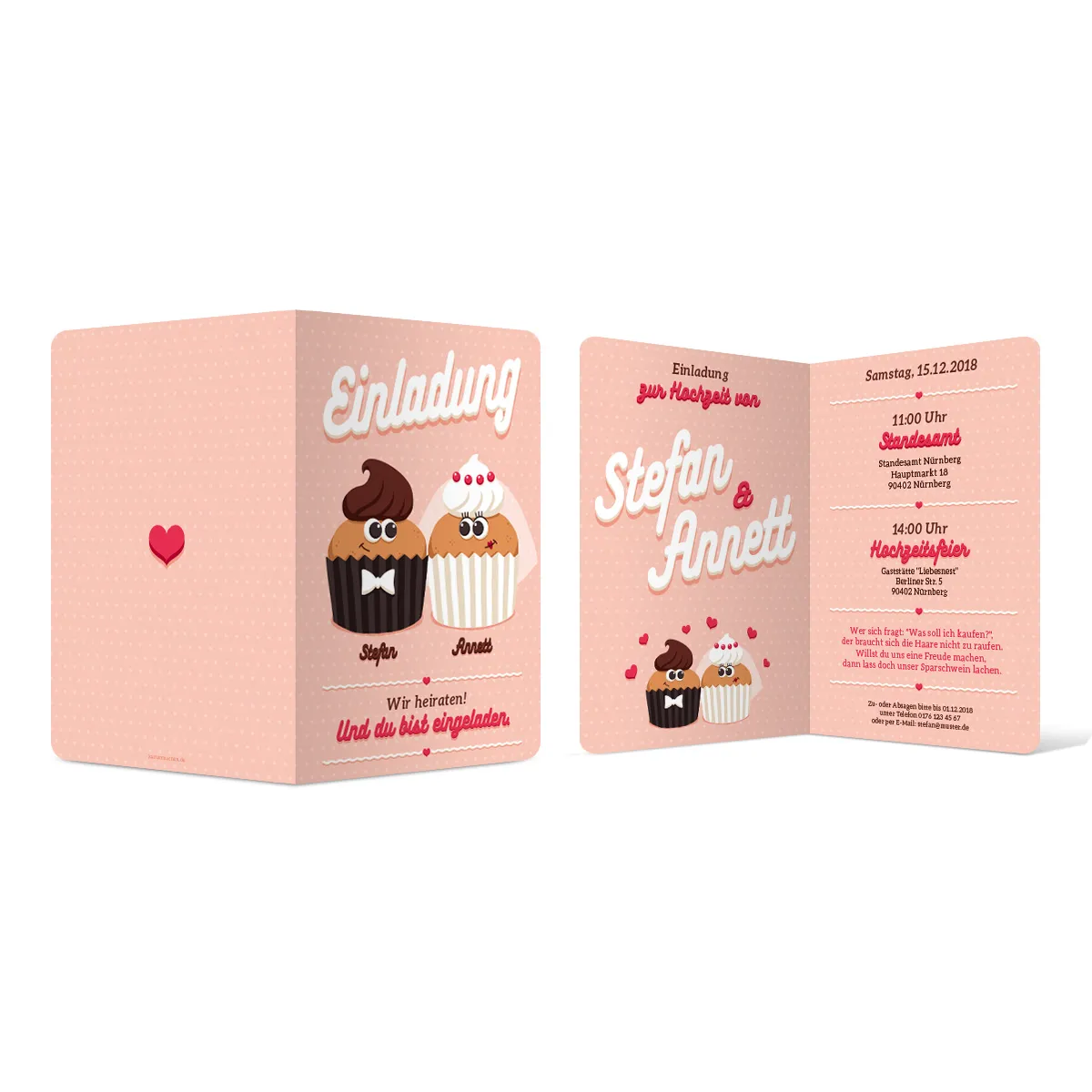 Hochzeit Einladungskarten - Cute Cupcakes