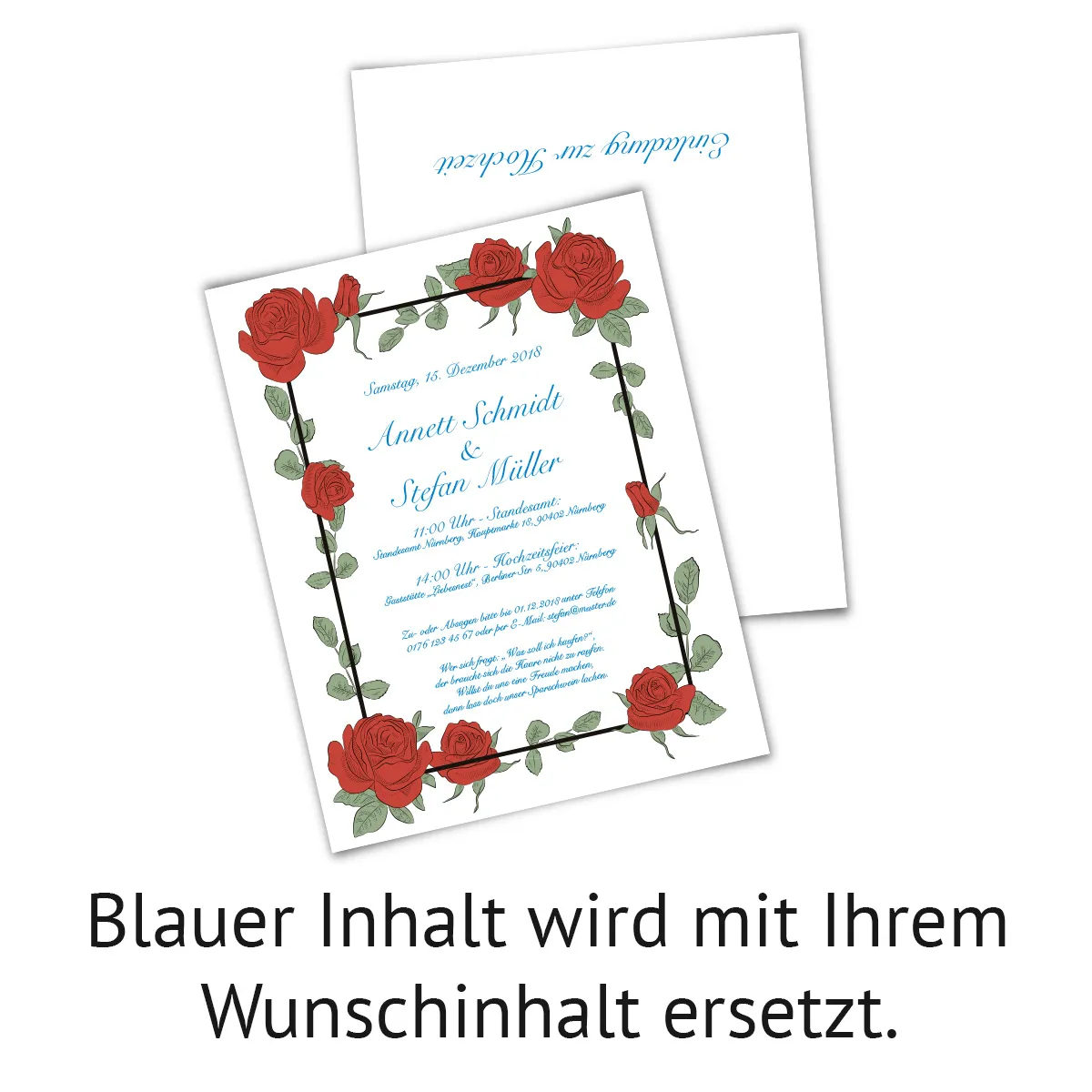 Hochzeit Einladungskarten - Rosenbrief