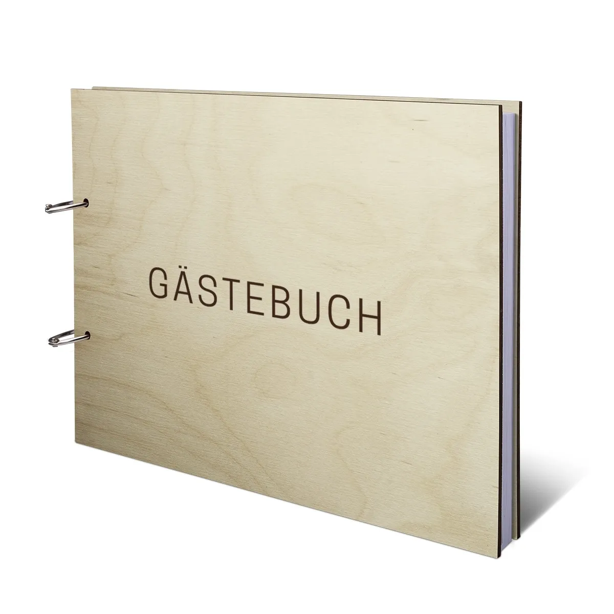 Gästebuch Birkensperrholz A4 quer - Schlicht