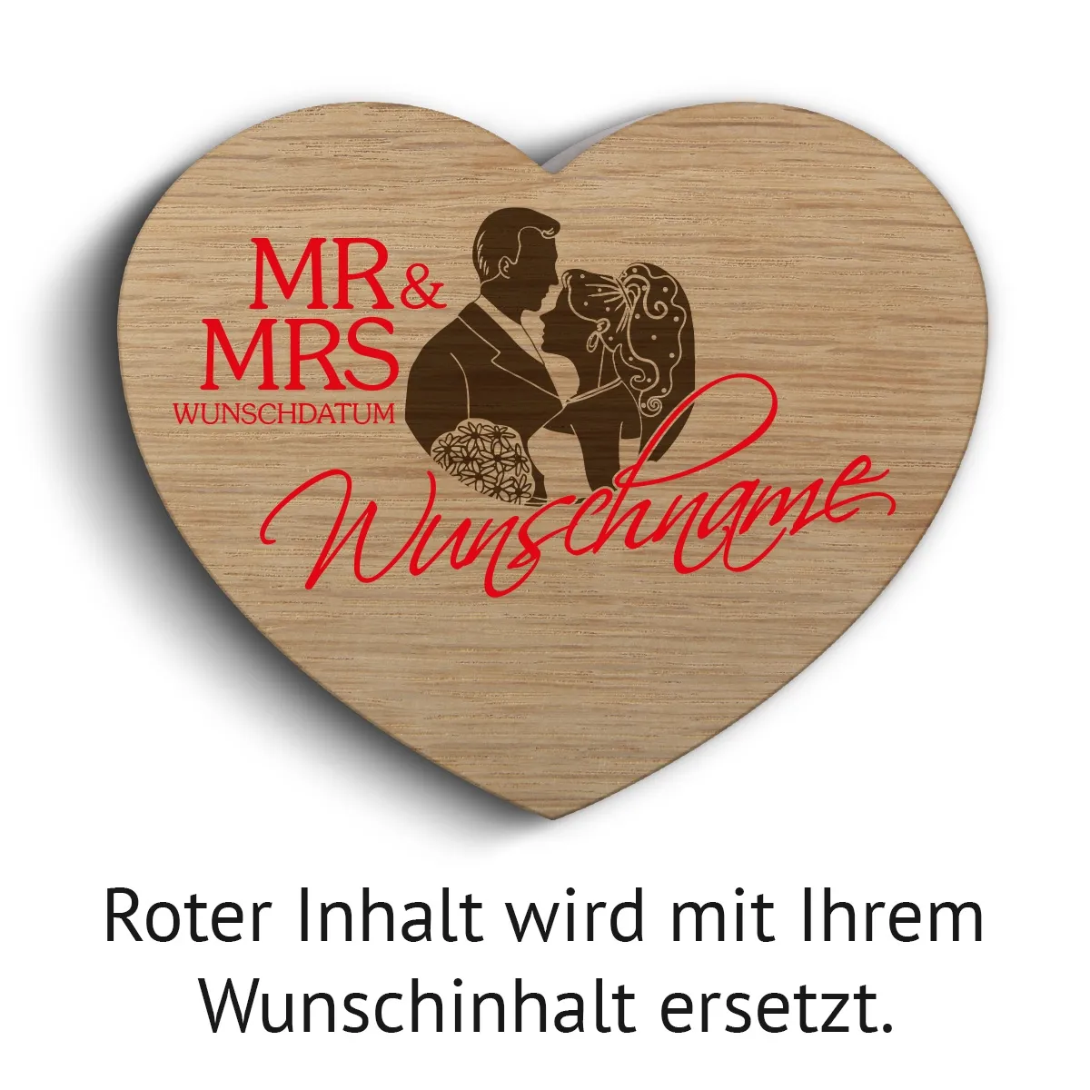 Hochzeit Herz Ringbox Eichenholz - Mr & Mrs