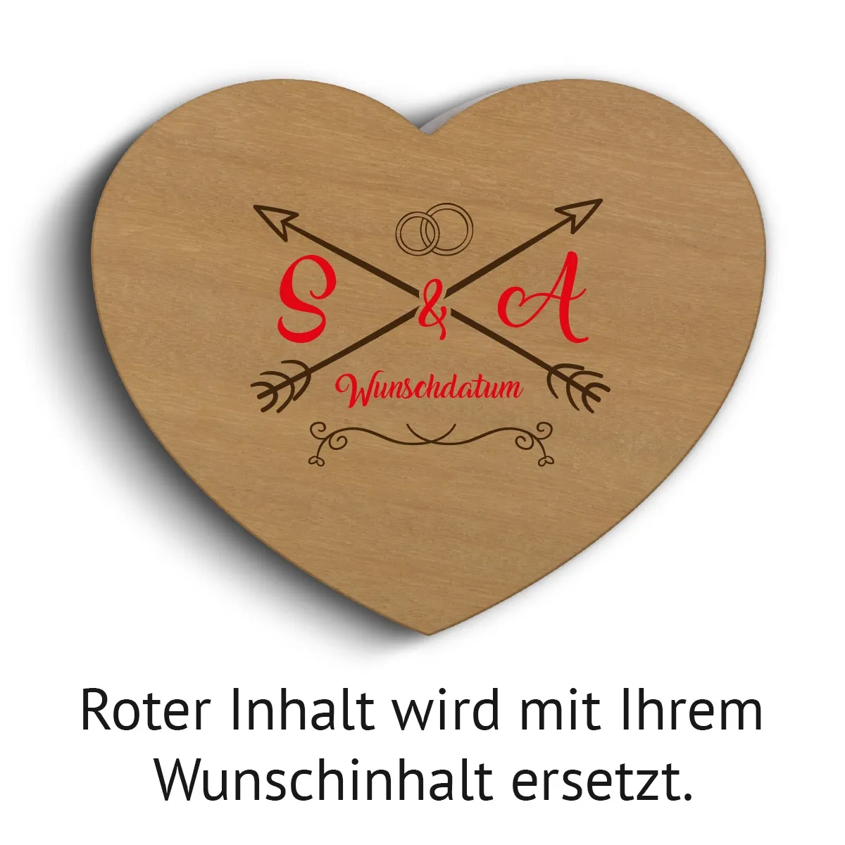 Hochzeit Herz Ringbox Garapa Holz - Liebespfeil