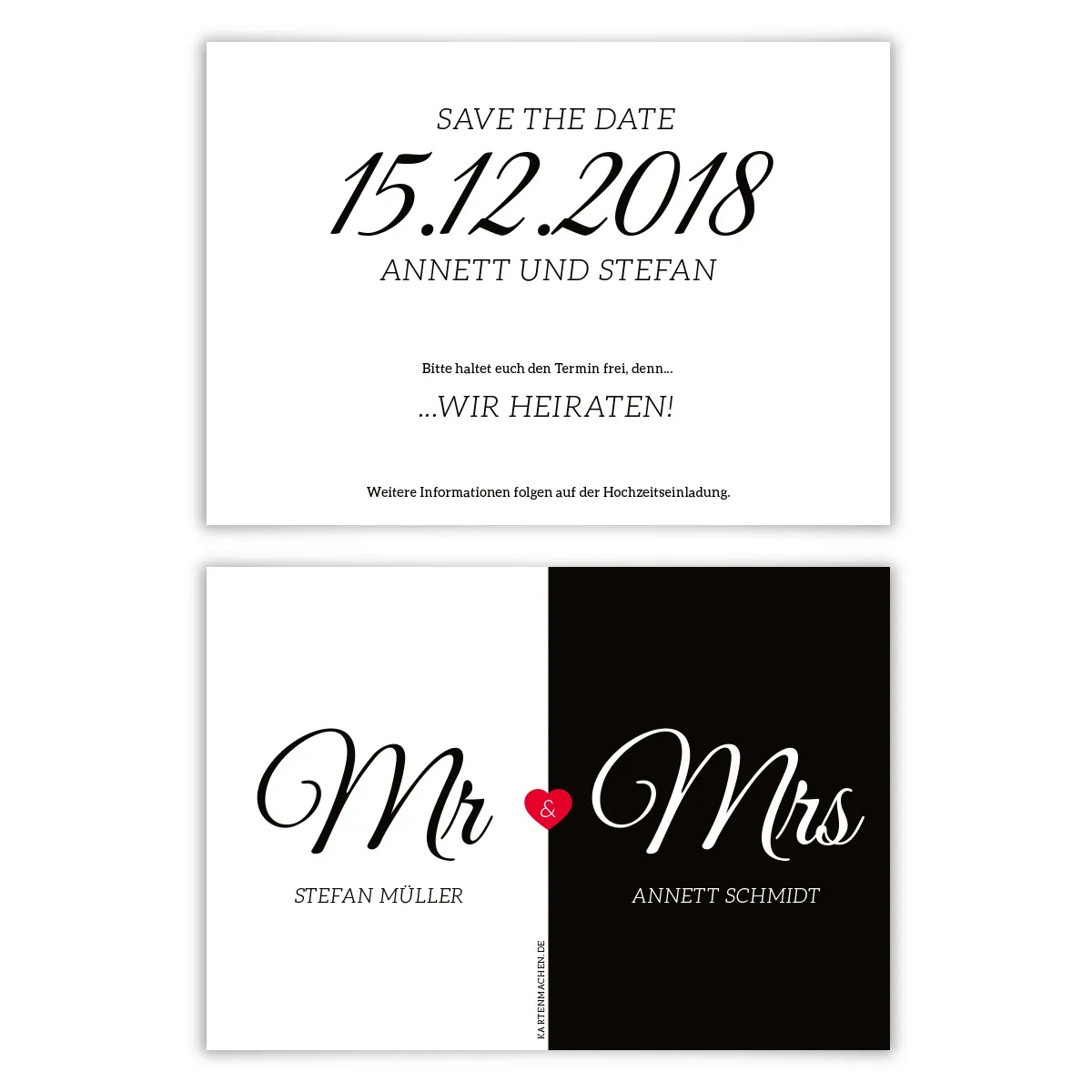 Hochzeit Save the Date Karten - Mr. & Mrs.