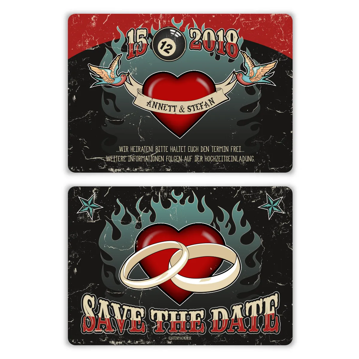Hochzeit Save the Date Karten - Rockabilly