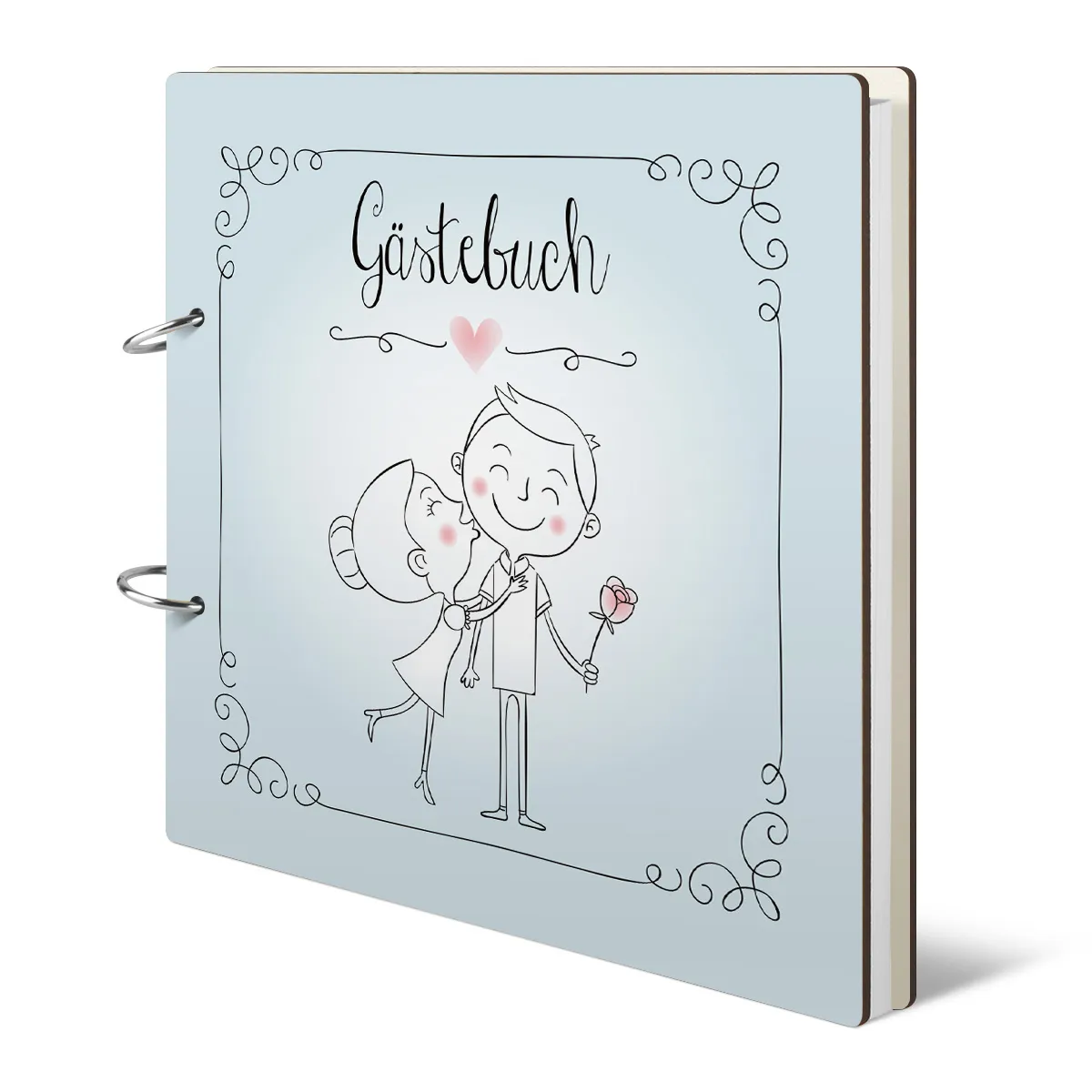 Holzcover Hochzeit Gästebuch - Küssendes Paar