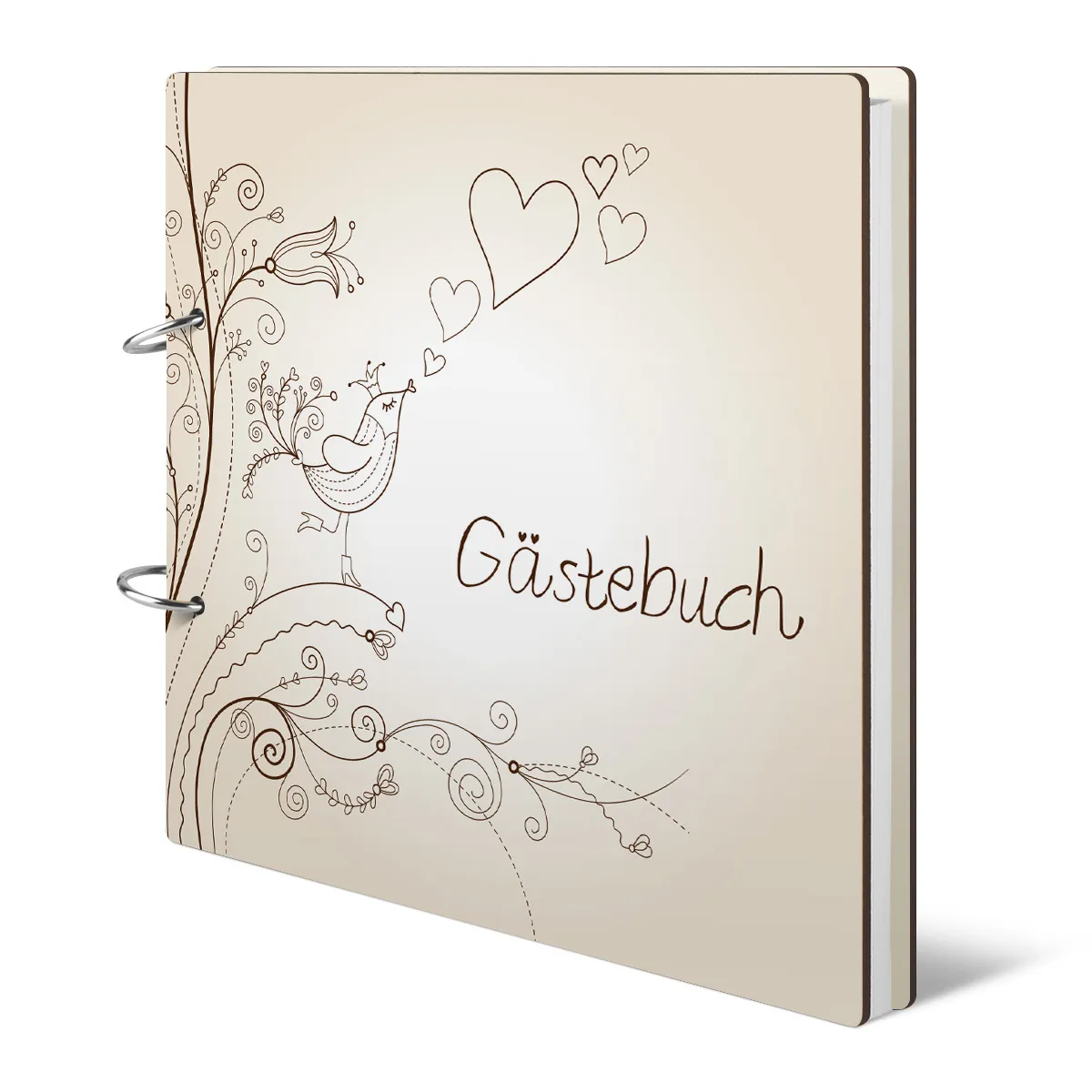 Holzcover Hochzeit Gästebuch - Liebesbaum