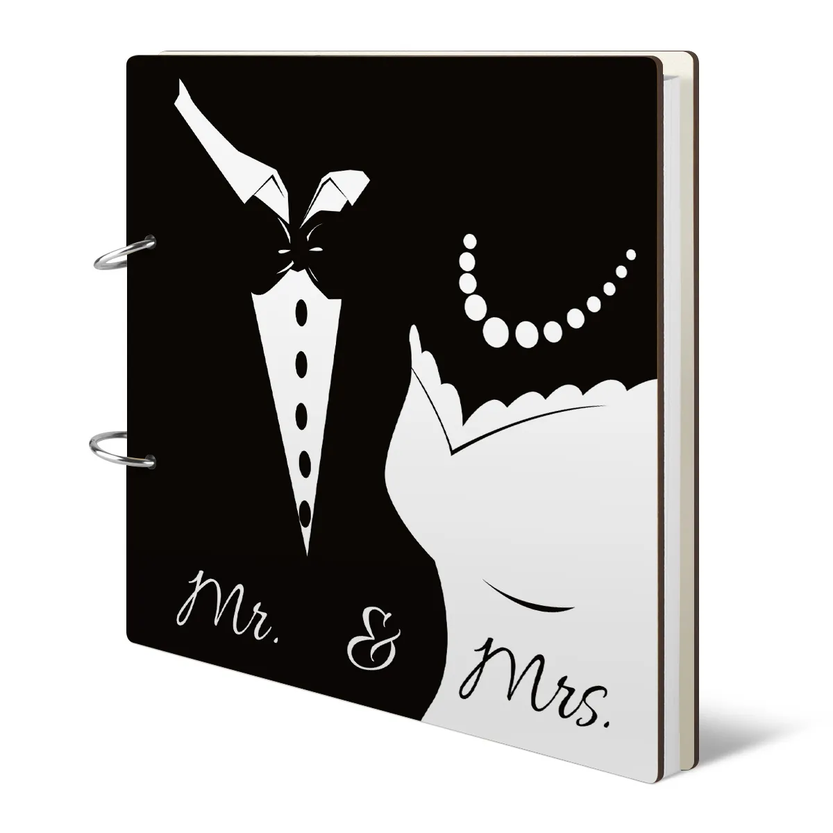 Holzcover Hochzeit Gästebuch - Mr & Mrs