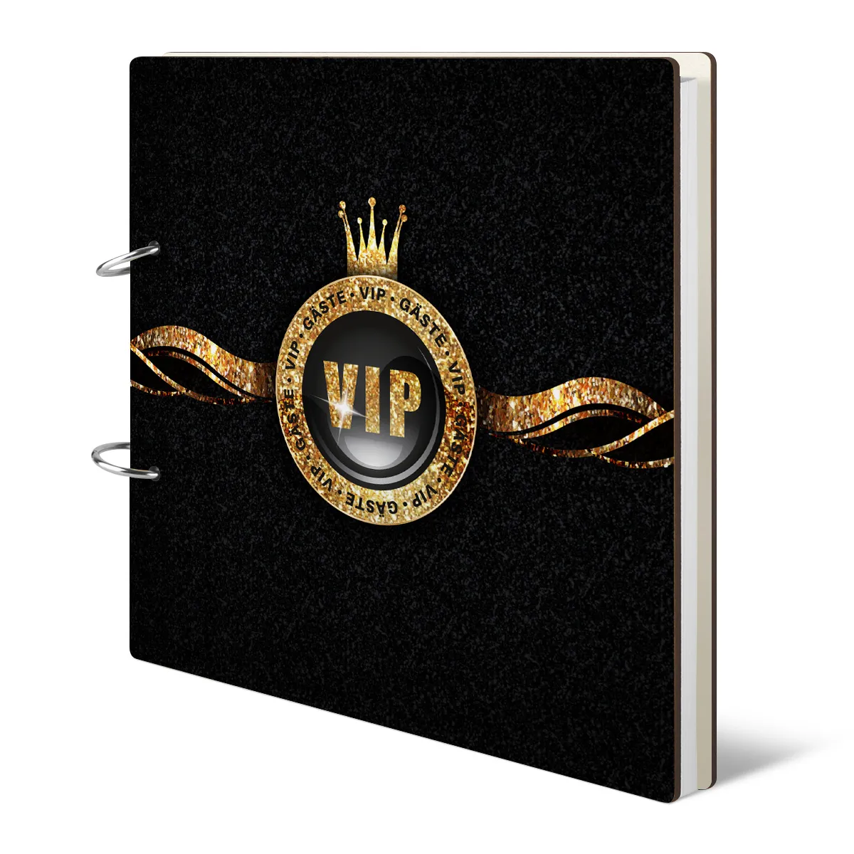 Holzcover Gästebuch - VIP Gold