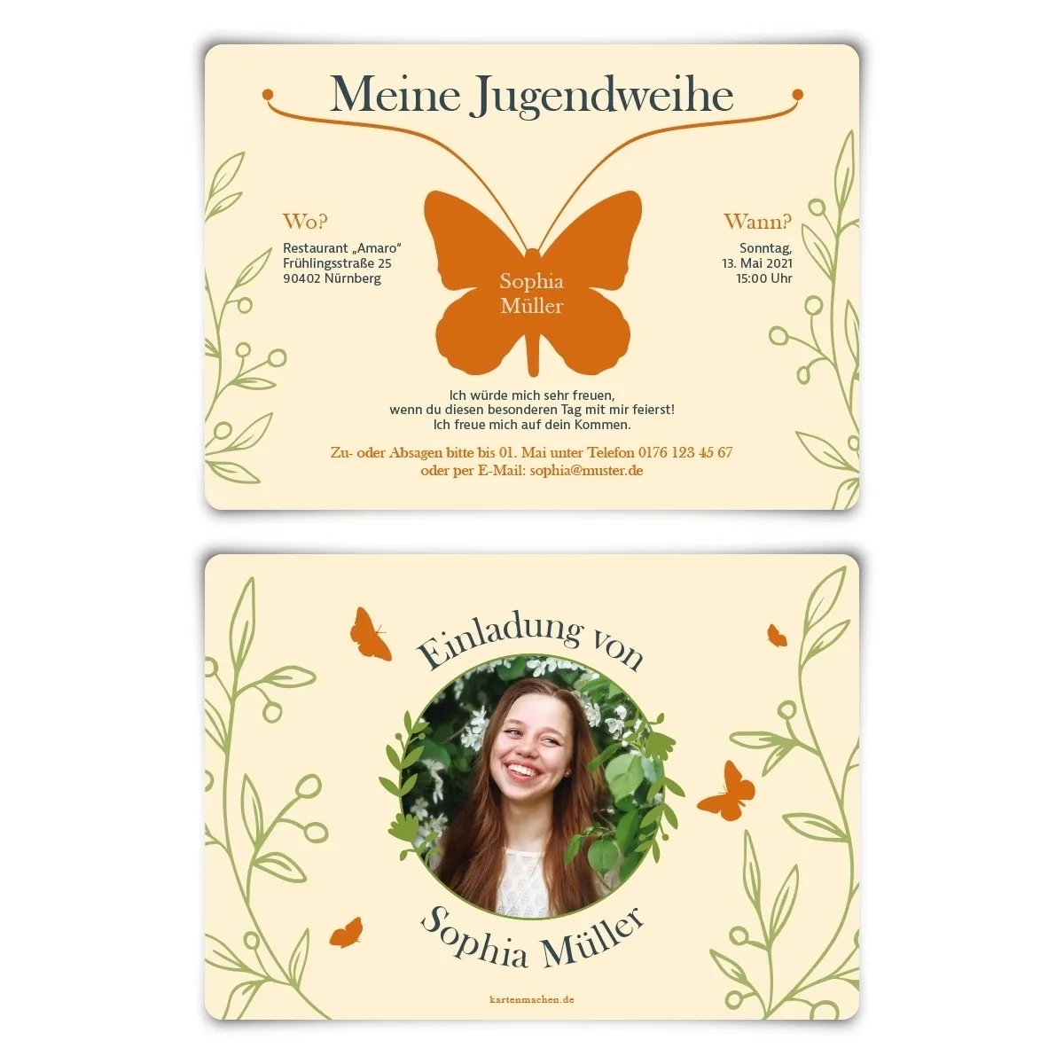 Jugendweihe Einladungskarten - Schmetterling