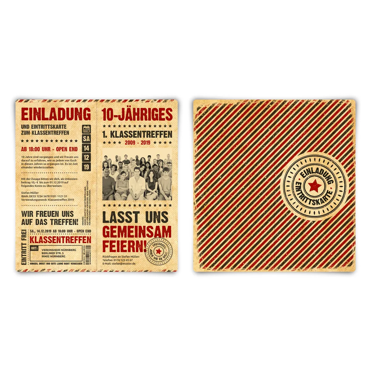 Klassentreffen Einladungskarten - Grunge / Vintage