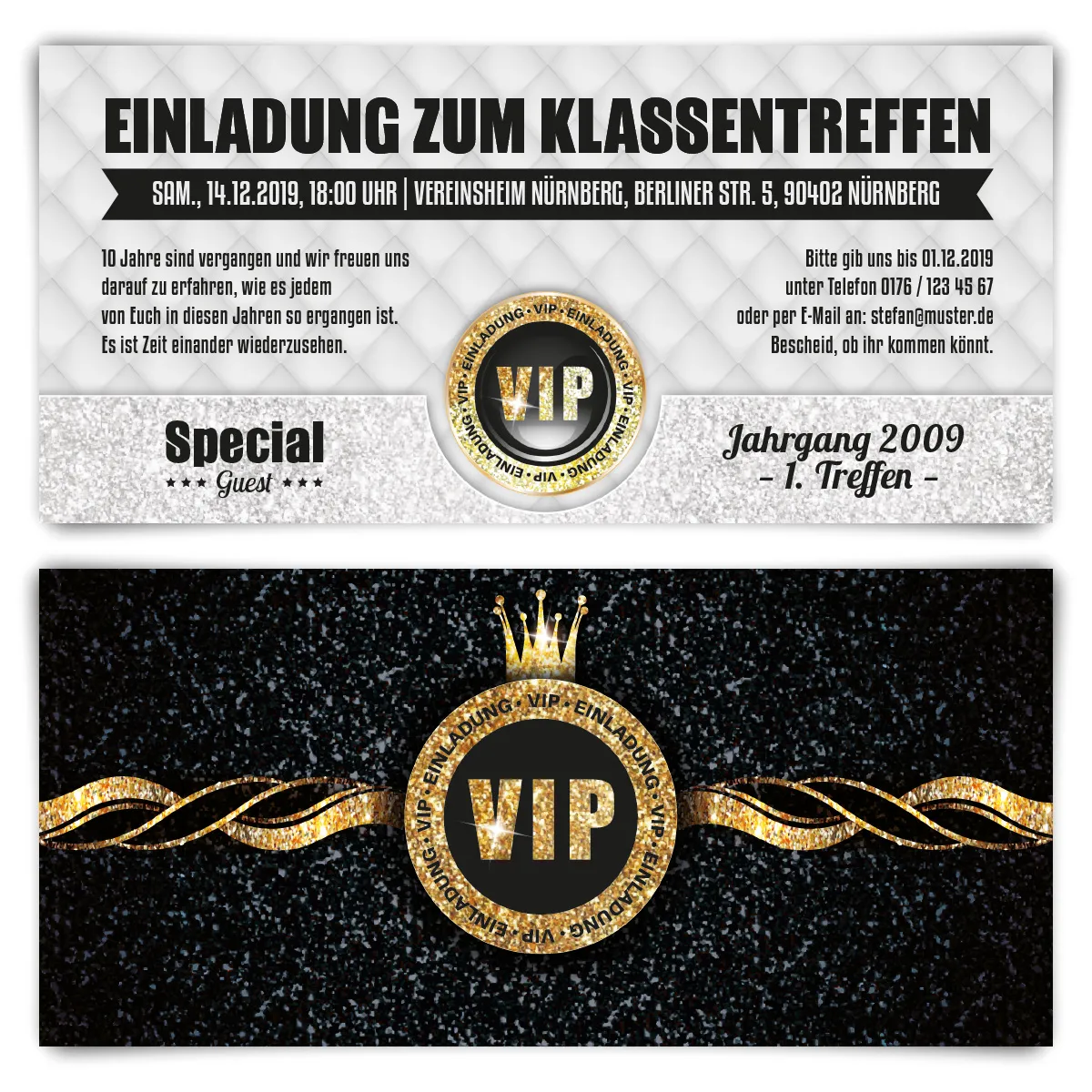 Klassentreffen Einladungskarten - VIP Gold